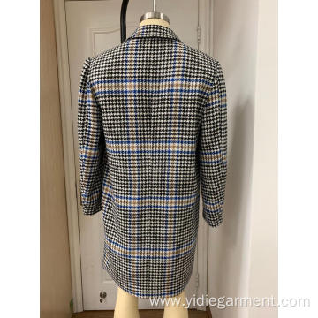 Men's Black Tweed Houndstooth Coat